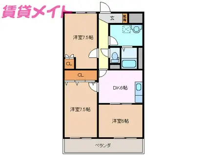 ラ・プランタン(3DK/3階)の間取り写真