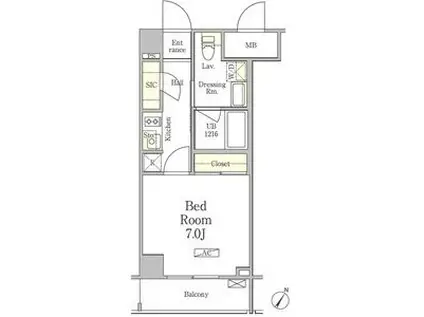 パークペルル池尻(1K/5階)の間取り写真