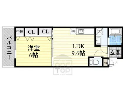 ベル・プレアリー高槻Ⅲ番館(1LDK/2階)の間取り写真