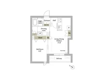 リコラータ(1LDK/4階)の間取り写真