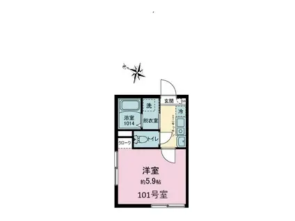 ベステージ鎌倉坂ノ下(1K/1階)の間取り写真