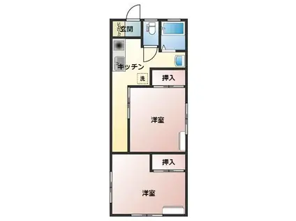 ロイヤルメイト(2K/2階)の間取り写真