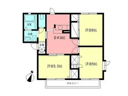 イーエムプットB(3DK/2階)の間取り写真