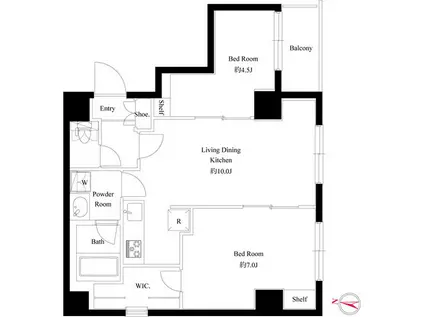 ライブカーサ両国北斎通(2LDK/6階)の間取り写真