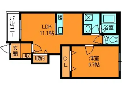 プリマヴェーラ(1LDK/1階)の間取り写真