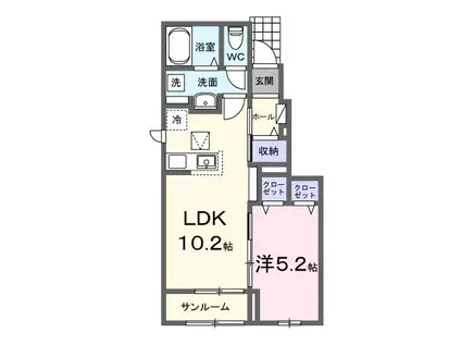 ヴォラーレ・フェリブレッサ Ⅰ(1LDK/1階)の間取り写真