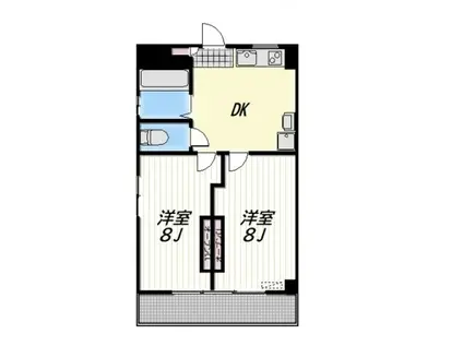 HILL TOP高輪(2DK/3階)の間取り写真