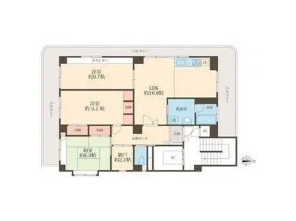 ホライズン東四つ木(3SLDK/4階)の間取り写真