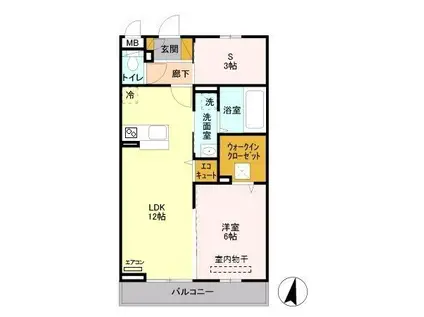 ゴールドパストラルⅤ(1SLDK/3階)の間取り写真