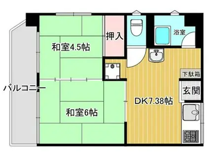 東山パビヨン(2DK/5階)の間取り写真