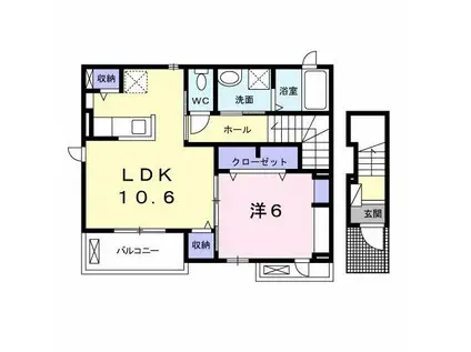 フェイバー岩堀(1LDK/2階)の間取り写真