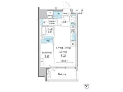 デュオメゾン文京白山(1LDK/8階)の間取り写真