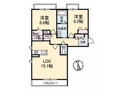 メゾンドホルト(2LDK/3階)の間取り写真