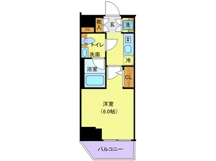 PREMIUM CUBE 品川大崎(1K/11階)の間取り写真