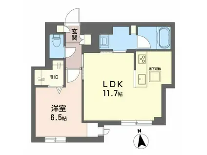 グランプレイス(1LDK/1階)の間取り写真