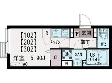 イクシオ町屋II(ワンルーム/3階)の間取り写真
