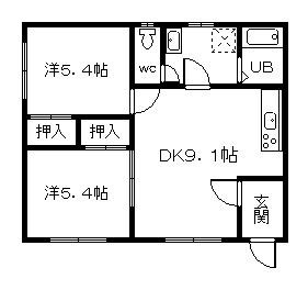 コーポミニオン(2DK/2階)の間取り写真