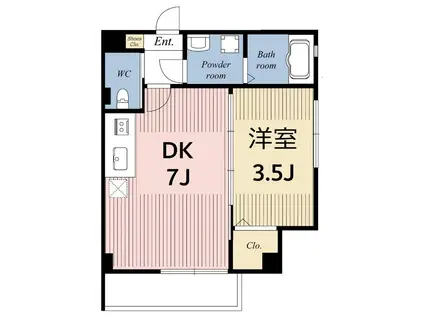 ハピネス渋江(1DK/3階)の間取り写真