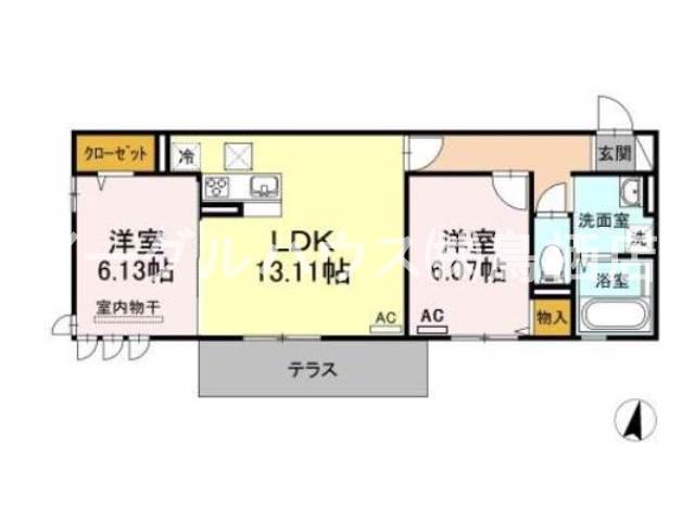 ヴィヴァレス(2LDK/1階)の間取り写真