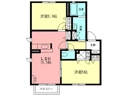 ボナール向原(2LDK/2階)の間取り写真