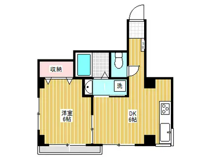 ハイツ山東1(1DK/2階)の間取り写真