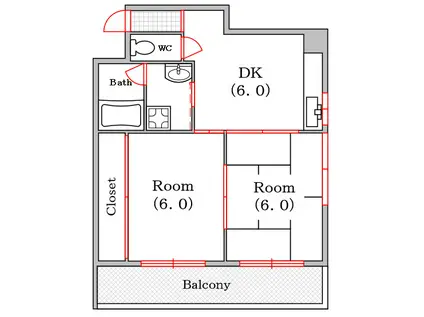 センチュリー千代崎(2DK/5階)の間取り写真