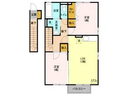 PUREZZA春日部(2LDK/2階)の間取り写真