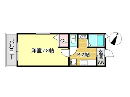 ヴィオレッタ(1K/2階)の間取り写真