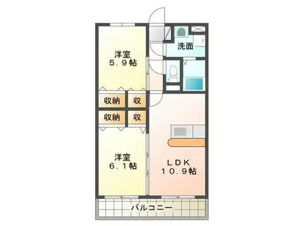 エクレールIII(2LDK/3階)の間取り写真