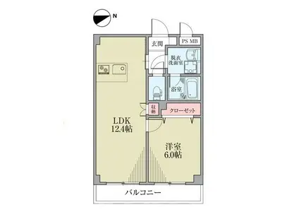 ウィステリアガーデン(1LDK/1階)の間取り写真