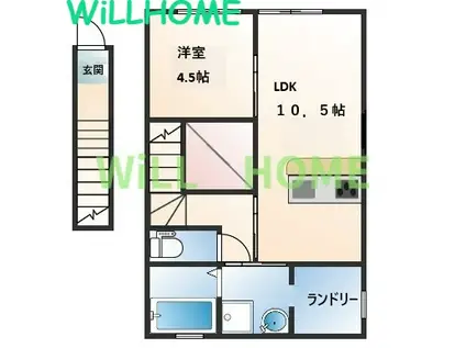 LEA NALU加納(1LDK/2階)の間取り写真