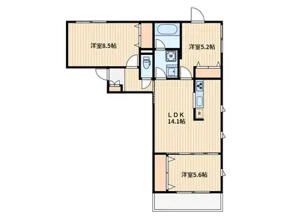 KUハイム(3LDK/2階)の間取り写真