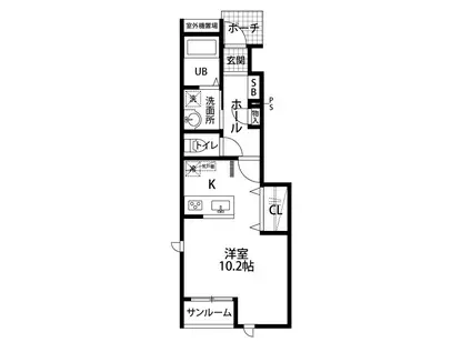 フルール ブランシュI棟(ワンルーム/1階)の間取り写真
