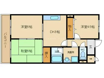 サウスフォート林(3DK/2階)の間取り写真