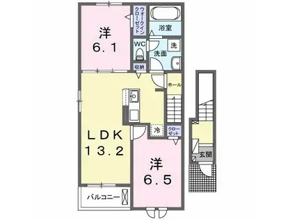 エアリー ブルーム A(2LDK/2階)の間取り写真