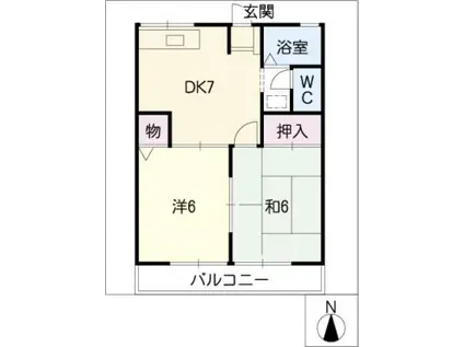 タカネ一番館(2DK/2階)の間取り写真