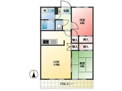 第2長澤マンション(2LDK/1階)の間取り写真