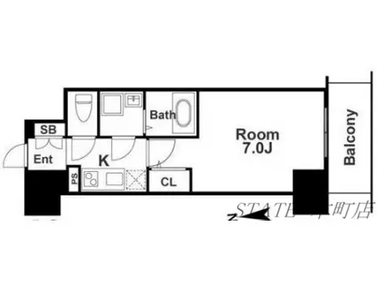 エスリード阿波座ラグジェ(1K/9階)の間取り写真