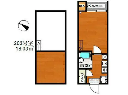 マカロニ(1K/2階)の間取り写真