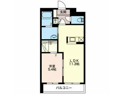 ハーモニアス(1LDK/1階)の間取り写真