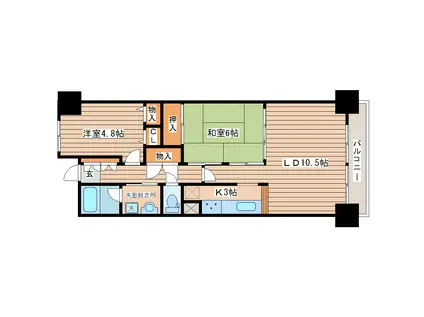 プライムアーバン堤通雨宮町(2LDK/9階)の間取り写真