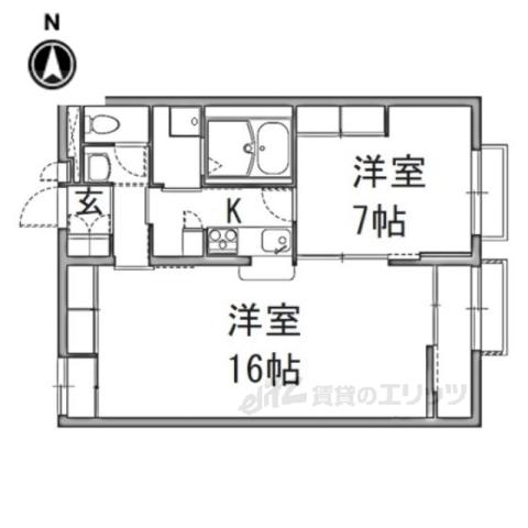 レオパレス城之内2(1LDK/1階)の間取り写真