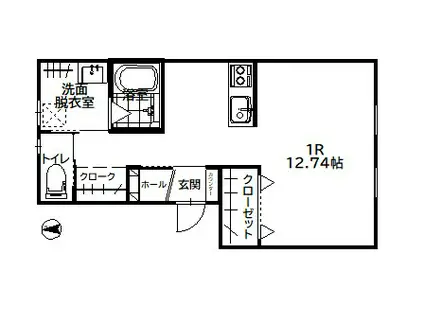 集学館 壱番館(ワンルーム/2階)の間取り写真