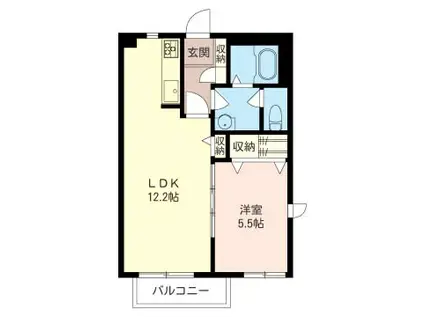 リファインド(1LDK/1階)の間取り写真