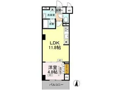 ロイジェント潮見(1LDK/4階)の間取り写真