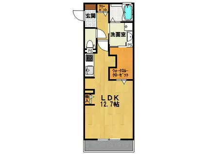 グローリアM(ワンルーム/2階)の間取り写真