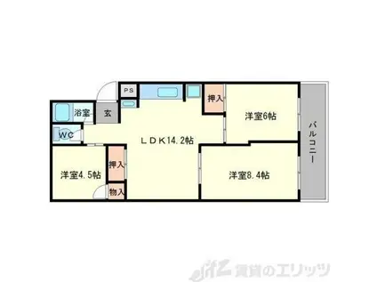 メゾン千里山(3LDK/4階)の間取り写真