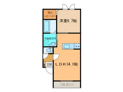 ハスコリオ・ソレイユ(1LDK/2階)の間取り写真