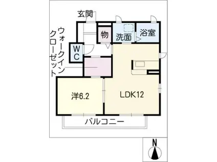 エルマノII(1LDK/1階)の間取り写真