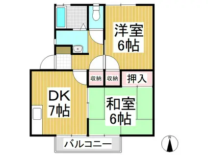 富竹ハイツB(2DK/2階)の間取り写真